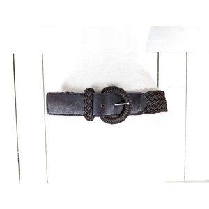 90s wide brown woven chord faux leather vintage belt